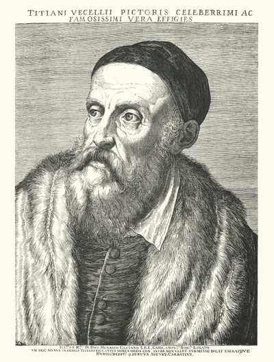 Tizian , italský renesanční umělec (rytina) od Agostino (after) Carracci