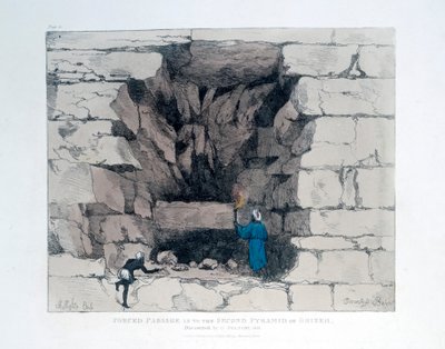 Nucený průchod ve druhé pyramidě v Gíze, Egypt, 1820 od Agostino Aglio
