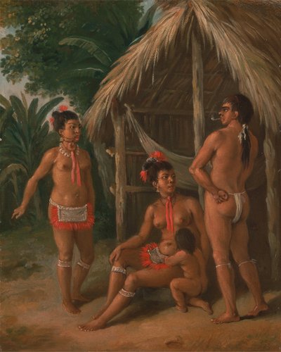 Rodina Carib z Leeward Islands mimo chatu, ca. 1780. od Agostino Brunias