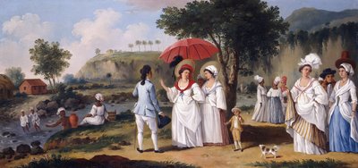 Mulatky na břehu řeky Roseau, Dominika, od Agostino Brunias