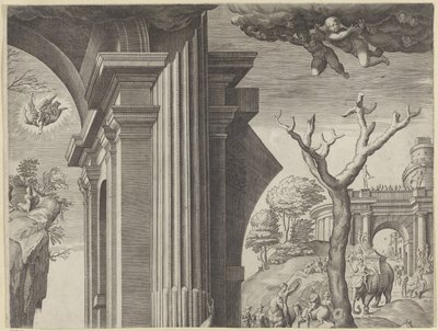 Klanění tří králů (část vpravo nahoře) od Agostino Carracci