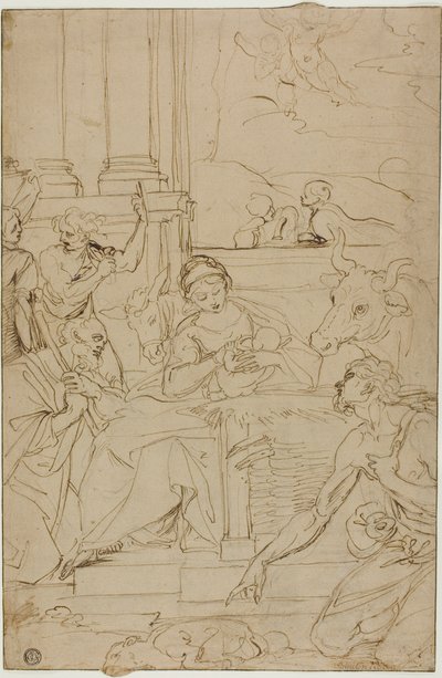 Klanění pastýřů od Agostino Carracci