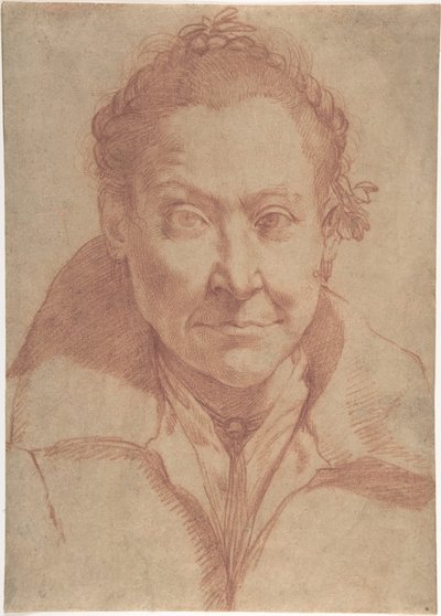 Portrét ženy po prsa (avers); studie dívky po prsa (revers) od Agostino Carracci
