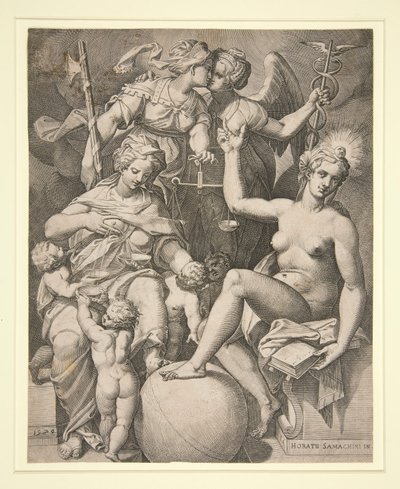 Láska, spravedlnost, pravda a mír od Agostino Carracci