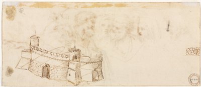 Crenelated Fortress verso, 2. polovina 1500. od Agostino Carracci