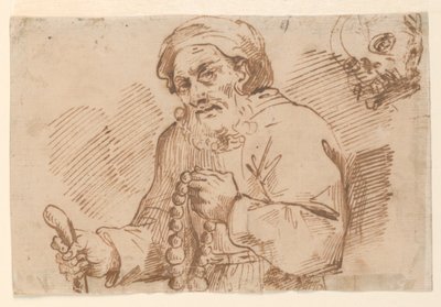Polodélka skica staršího poutníka od Agostino Carracci