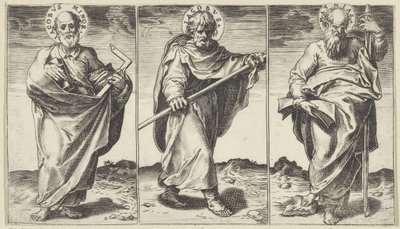 Jakuba Menšího, Jakuba Většího a Matyáše Kristus, Maria, Jan Křtitel a apoštolové (název série) od Agostino Carracci