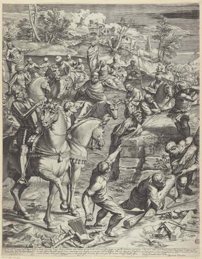 Ukřižování Krista (levá část) od Agostino Carracci