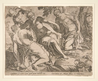 Merkur a Tři Grácie od Agostino Carracci