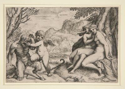 Pan Subdud by Cupid od Agostino Carracci