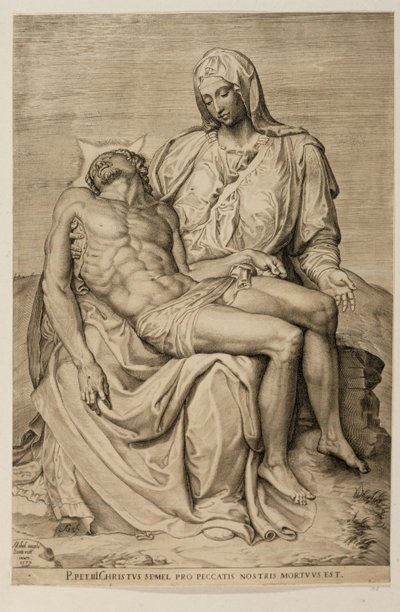Pieta, podle Michelangela od Agostino Carracci