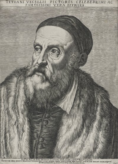 Portrét Tiziana, 1587 (rytina na položený papír s vodoznakem) od Agostino Carracci