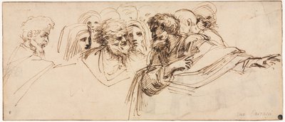 Studium hlav (recto) od Agostino Carracci
