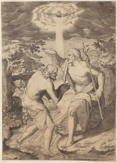 Křest Krista od Agostino Carracci