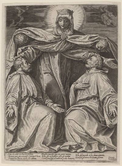 Madonna chránící dva členy bratrstva od Agostino Carracci after Veronese
