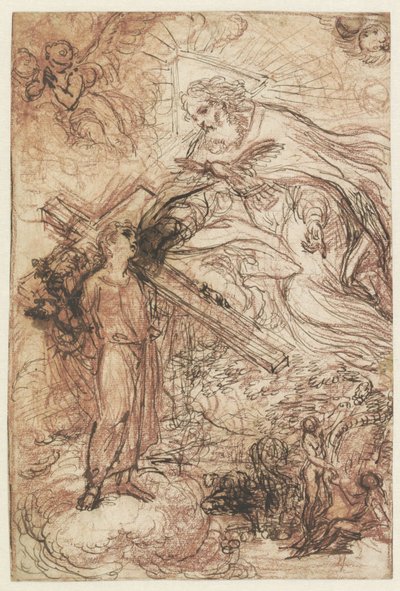 Nejsvětější Trojice a pád od Agostino Masucci (attributed to)