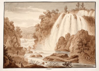 Cascade at Tivoli, 1833 (leptání s hnědým lavírováním) od Agostino Tofanelli