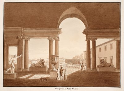 Portico of the Villa Medici, 1833 (lept s hnědou lazurou) od Agostino Tofanelli
