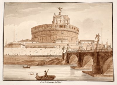Most Hadriánovy hrobky, 1833 (lept s hnědou lazurou) od Agostino Tofanelli