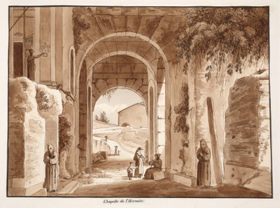 Kaple poustevníka v Koloseu, 1833 (lept s hnědou lazurou) od Agostino Tofanelli