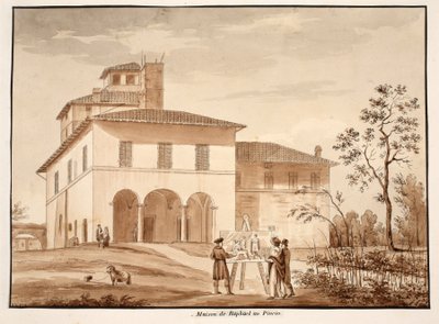 The House of Raphael on Pincio, 1833 (lept s hnědým lavírováním) od Agostino Tofanelli