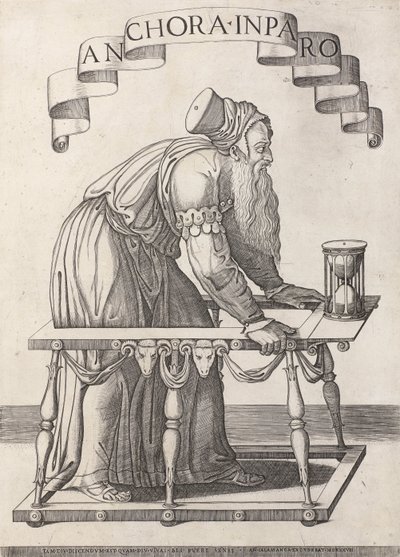Alegorie stáří Anchora inparo (název na objektu) od Agostino Veneziano (attributed to)