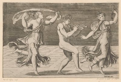 Tančící satyři a maenady od Agostino Veneziano