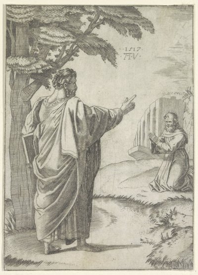 Svatý Pavel a františkánský mnich od Agostino Veneziano