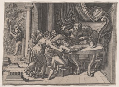 Isaac Blessing Jacob, 1524. od Agostino Veneziano
