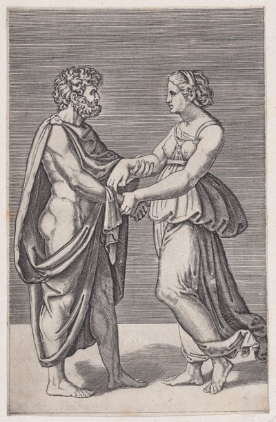 Muž a žena držící se za ruce, 1516-17. od Agostino Veneziano