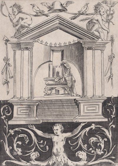 Ornamental Panel, ca. 1514-36. od Agostino Veneziano