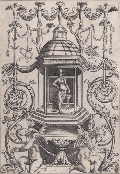 Ornamental Panel, ca. 1514-36. od Agostino Veneziano