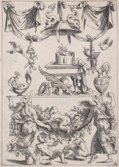 Ornamental Panel, ca. 1514-36. od Agostino Veneziano