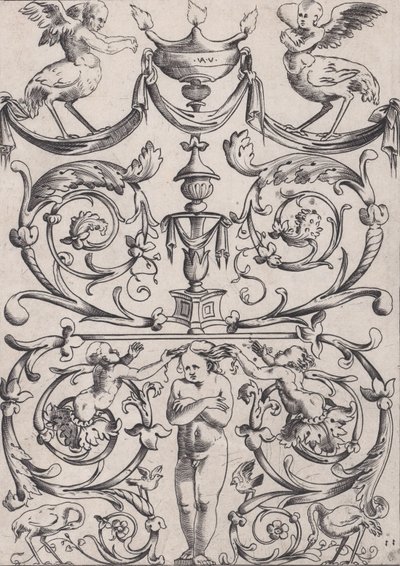 Ornamental Panel, ca. 1514-36. od Agostino Veneziano