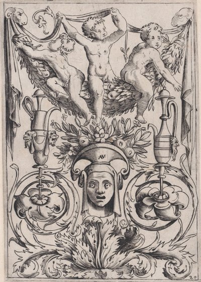 Ornamental Panel, ca. 1514-36. od Agostino Veneziano