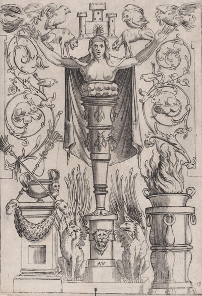 Ornamental Panel, ca. 1514-36. od Agostino Veneziano