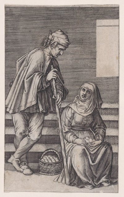 Rolník a žena s vejci, ca. 1514-36. od Agostino Veneziano