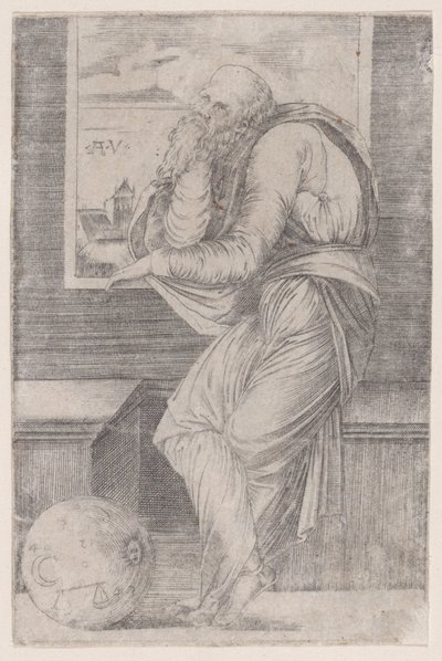 Filozof sedící blízko okna, ca. 1514-36, ca. 1514-36. od Agostino Veneziano