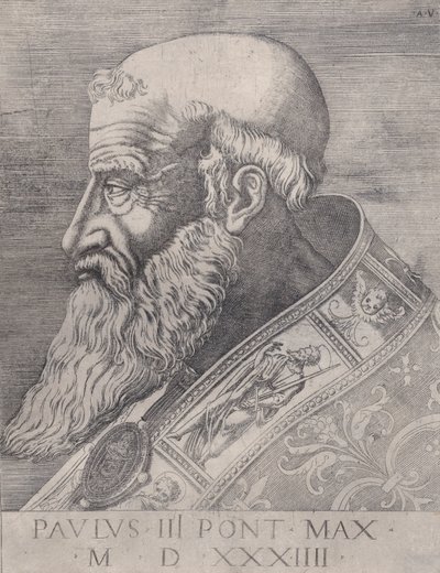 Papež Pavel III, prostovlasý, z roku 1534. od Agostino Veneziano