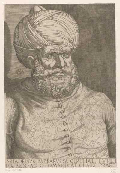 Portrét admirála Khaira ad-Din Barbarossy od Agostino Veneziano