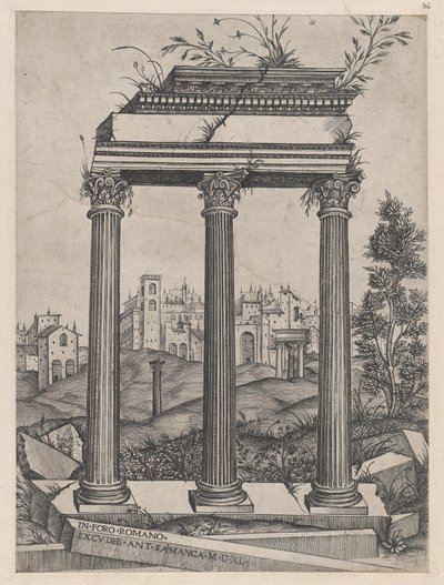 Zrcadlo římské velkoleposti: Chrám Antonina a Faustiny, 16. stol., 16. stol. od Agostino Veneziano.