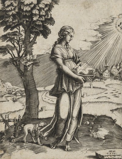 The Cumaean Sybil, 1516 (rytina na položený papír) od Agostino Veneziano