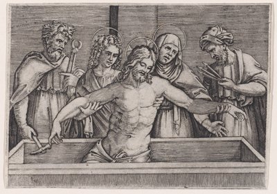 Pohřeb Krista, ca. 1514-36. od Agostino Veneziano