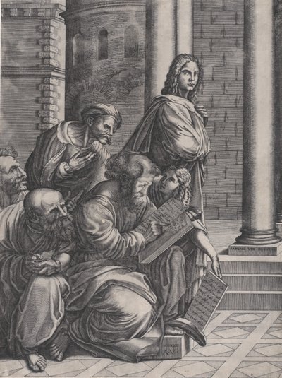 Skupina z Raphaelovy školy v Aténách z roku 1523. od Agostino Veneziano