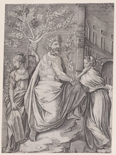 Muž s vavřínovou ratolestí, ca. 1514-36. od Agostino Veneziano