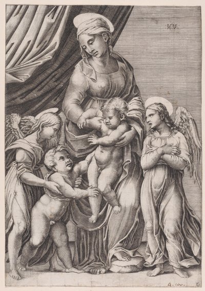 Panna, Jezulátko, Svatý Jan a dva andělé z roku 1516. od Agostino Veneziano
