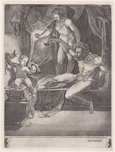 Mladý Herkules ve své kolébce z roku 1533. od Agostino Veneziano