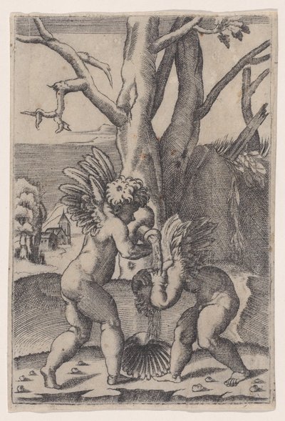 Dva Cupids, ca. 1519. od Agostino Veneziano