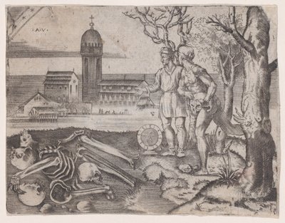 Dva muži na hřbitově, ca. 1514-36. od Agostino Veneziano