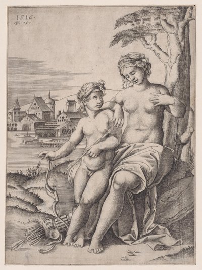 Venuše a Eros z roku 1516. od Agostino Veneziano